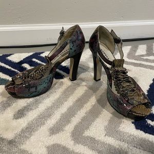 Colorful snake print heels